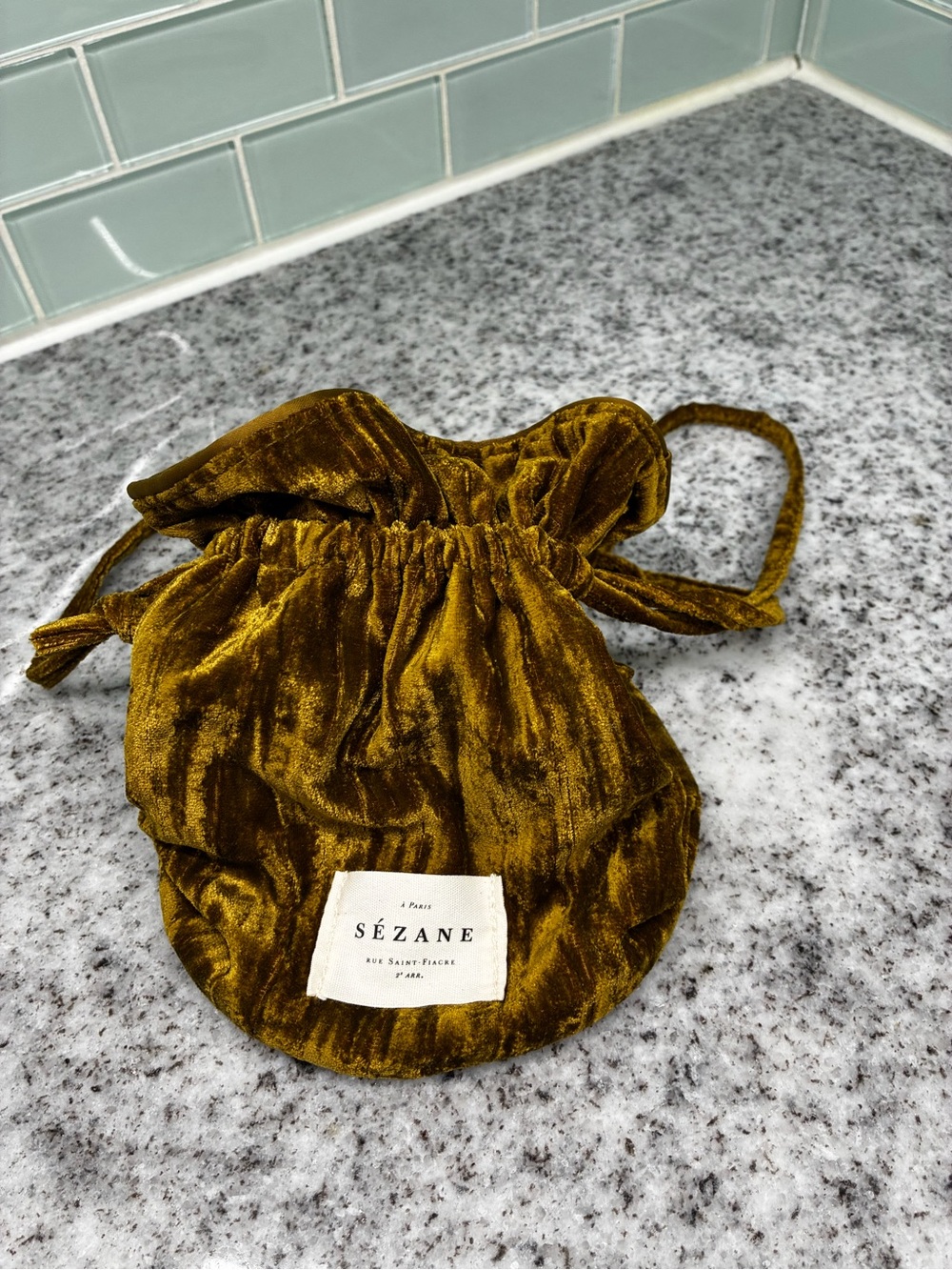 Sezane Velvet Drawstring Pouch